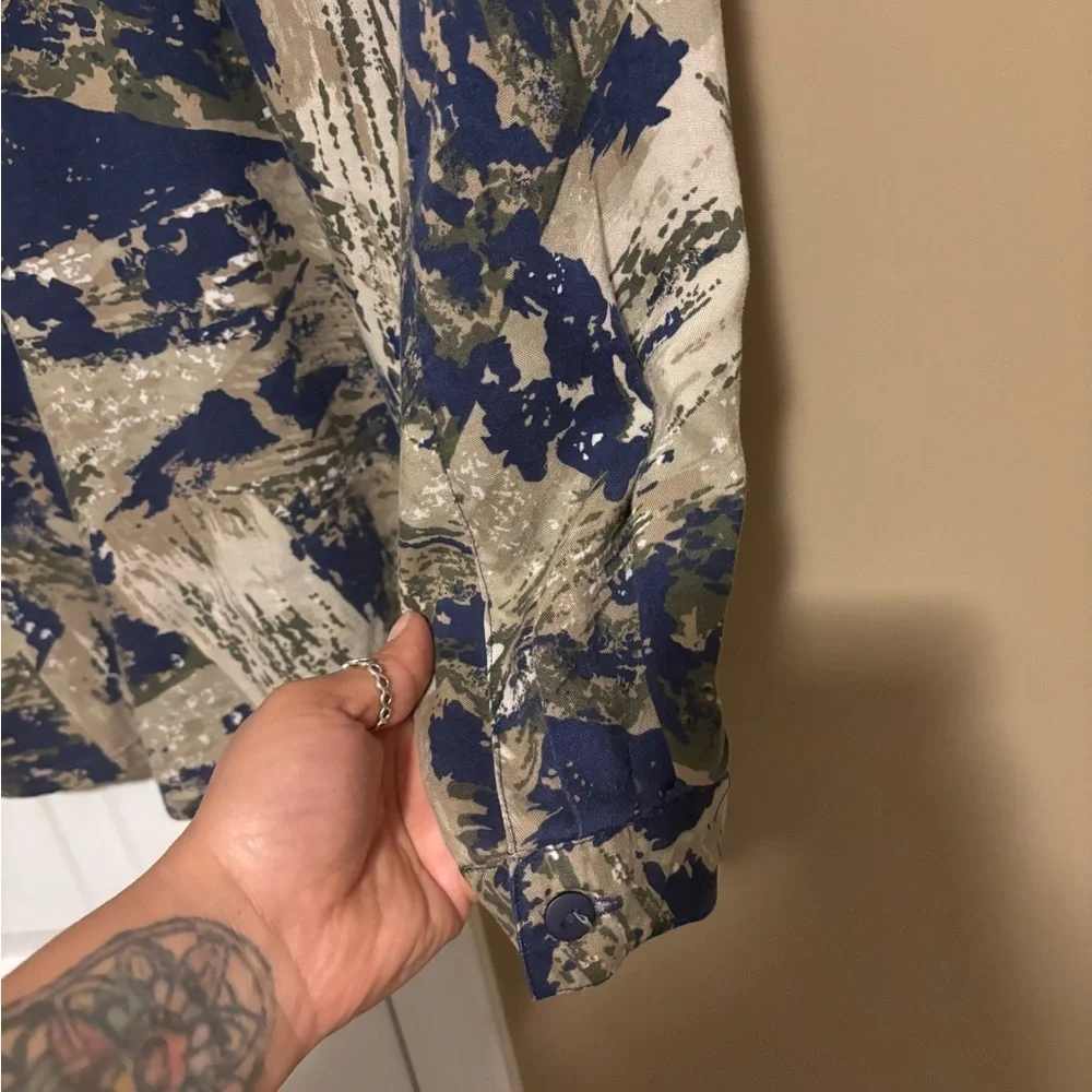 Rafaella Blue and Tan Button Down Shirt - Picture 3 of 7